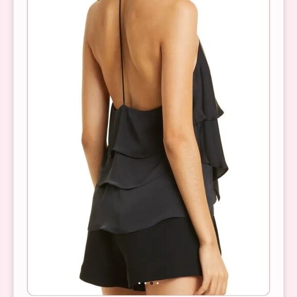 Ramy Brook Brittany Black Tiered T Back Sleeveless Women's Top Large NWT - Picture 5 of 12